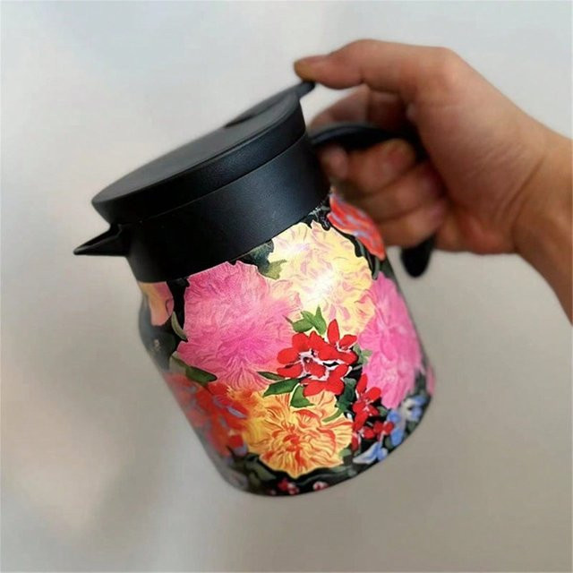 Retro Floral Tee- und Wasserkocher aus Edelstahl mit Infuser, isoliert, Mehrfarbig, 800 ml - Bild 1