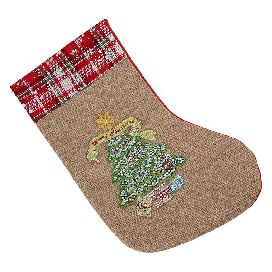 Wosawe Weihnachtsstrümpfe aus Leinen und Flanell in heller Farbe als hängende Feiertagsdekoration - Bild 2