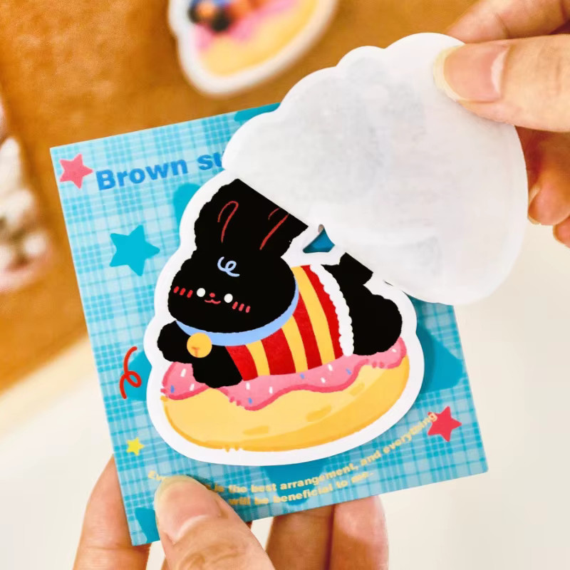 Niedliche Haftnotizen in Kaninchenform, schwarzes Kawaii-Briefpapier für Büro und Schule - Bild 2
