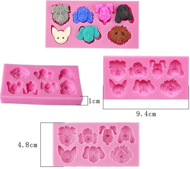TOMTOP JMS Silikon Backform Cartoon Hund in Pink für Schokolade, Süßigkeiten und Fondant - Bild 1