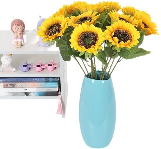 ZQCY Künstliche Sonnenblumen in Gelb zur Dekoration für Tisch, Garten und Hochzeit - Bild 1