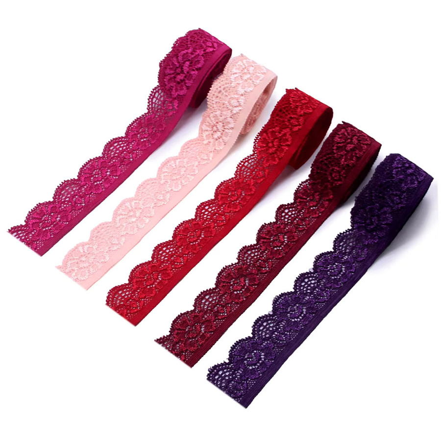 St.Lucas Elastisches Spitzenband mit Blumenmuster, Breite: 2,5 cm, 5 Yards, Grau und Mehrfarbig - Bild 5