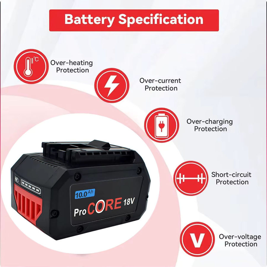 Bosch Pro Core 18V 10,0Ah Lithium-Ionen-Akku GBA18V80 in Schwarz für kabellose Elektrowerkzeuge und Bohrmaschinen - Bild 5