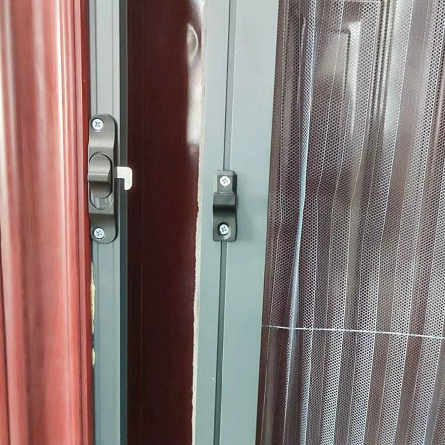 Anti-Diebstahl Fenster- und Türschloss aus Aluminiumlegierung und Kunststoff in Schwarz mit Push-Pull Falttür-Mechanismus für Schiebefenster und Insektenschutzgitter - Bild 3