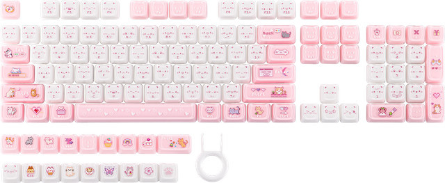 KiiBOOM Mewsic Jelly Keycap-Set mit 122 Tasten im MAO-Profil aus ABS+PC für deine mechanische Gaming-Tastatur mit niedlichem Katzen-Design - Bild 1