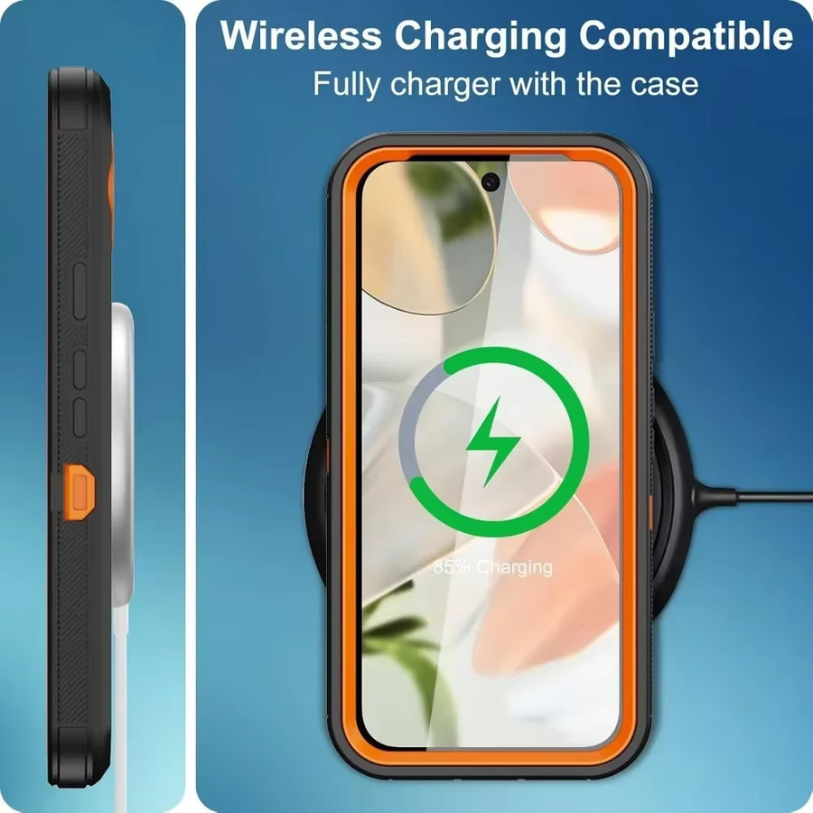 Robuste und stoßfeste Schutzhülle in Militärqualität für Google Pixel 10, 9, 8, Pro, XL, 9A, 8A in Schwarz und Orange - Bild 6