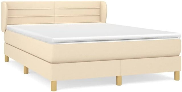 vidaXL Boxspringbett mit Matratze Hybrid-Design in Creme und Beige, B/T: 140 x 190 cm - Bild 1