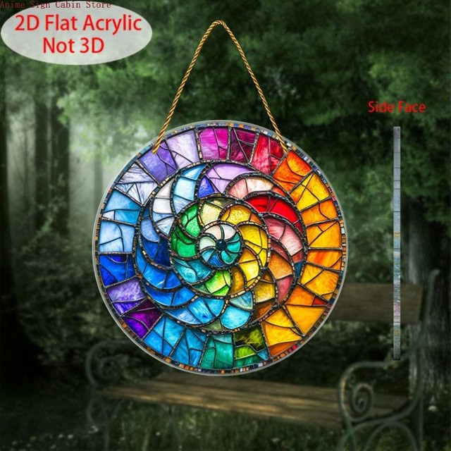Potdemiel Regenbogen-Spiral-Sonnenfänger aus Acryl, runder abstrakter Fenster-Anhänger in Multicolour, Durchmesser: 20 cm - Bild 1