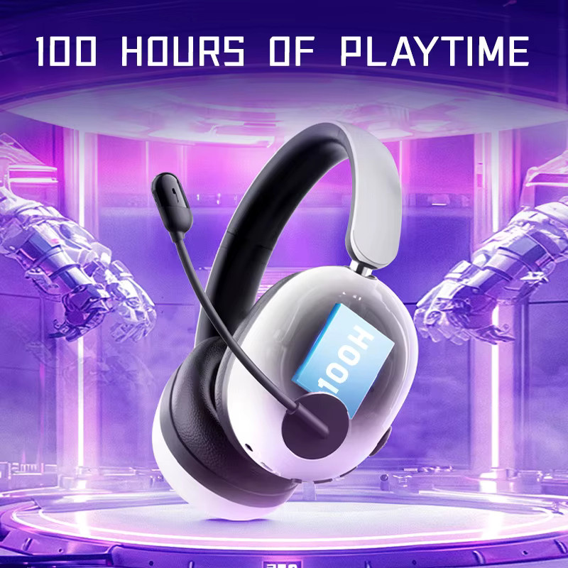 Picun UG-10A Gaming-Funkkopfhörer Over-Ear-Headset mit Mikrofon, Bluetooth 6.0, 40 mm Treiber, 2,4 GHz kabellos oder Kabel, Grau/Weiß - Bild 4
