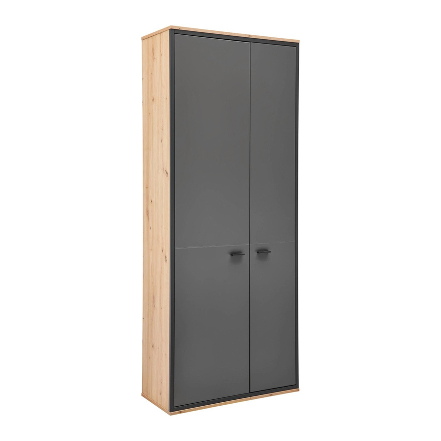Premium Living Garderobenschrank Florenz in Grau und Eiche Artisan mit mattem Finish - Bild 2
