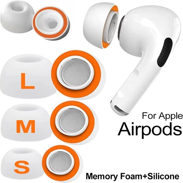 Apple Ersatz-Ohrstöpsel aus Memory-Schaum für AirPods Pro 1 und 2 in Weiß, S/M/L Set - Bild 1