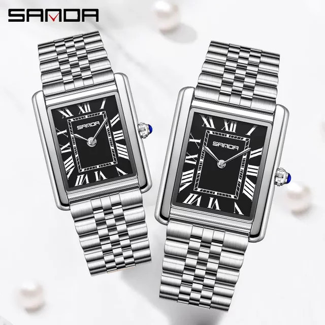 SANDA Armbanduhr Quarz, Edelstahl, Silber, Schwarz, Unisex - Bild 1