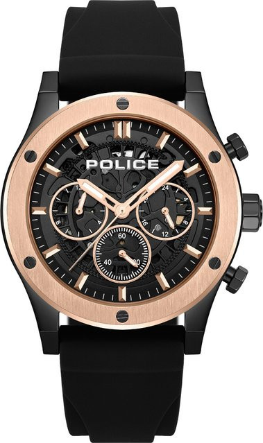 Police Chronograph Herrenuhr, Quarz, Edelstahl, 42 mm, Schwarz, 5 ATM - Bild 1