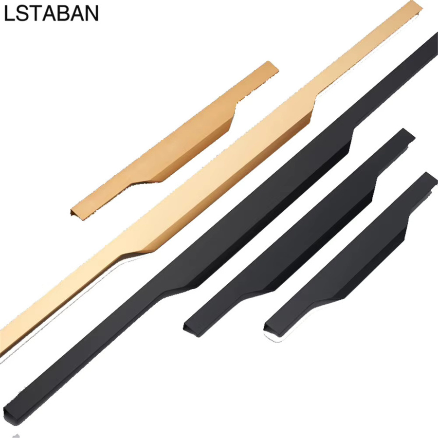 LSTABAN Möbelschrankgriff aus Aluminiumlegierung in Schwarz oder Gold, moderner Griff für Küchenschränke und Schubladen, mattes Finish - Bild 5