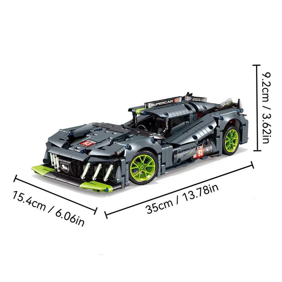 HUATEC Peugeot 9X8 Hybrid Hypercar Modellbausatz aus Kunststoff in Grau für Kinder und Erwachsene - Bild 6