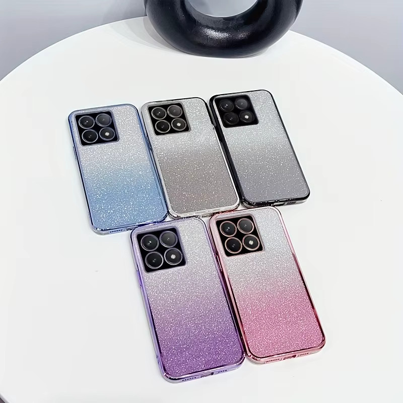 Luxus Silikon Handyhülle mit Gradient Glitter Überzug für Xiaomi CIVI 2 3 4Pro 10S 11T 12SuLTRA 13 13Ultra 14T 14TPro in Silber Multicolour - Bild 2