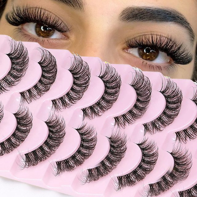 Falsche Wimpern 6D Wispy Faux Nerz Cat Eye Effekt, Black, 10 Paar - Bild 1