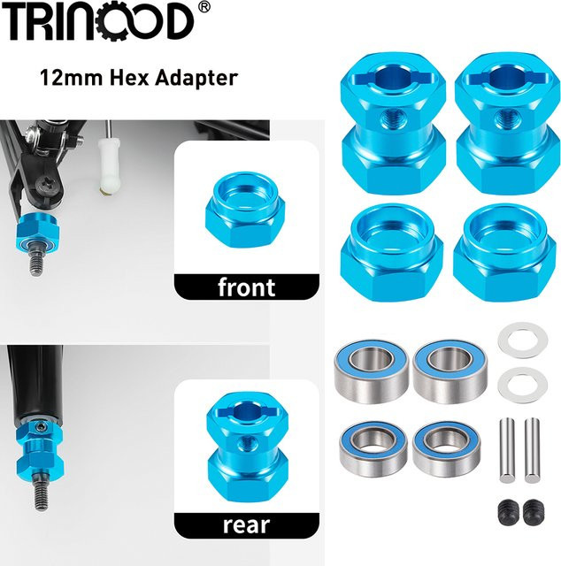 TRINOOD Radsechskant-Adapter Verriegelungsnabe, 4-teiliges Set, 1:10, Metall, Blau - Bild 1
