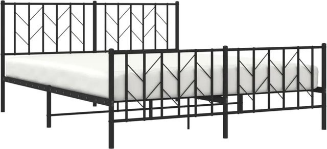 vidaXL Metallbett mit Fußteil in Schwarz, B/T/H: 160 x 200 x 166 cm - Bild 1