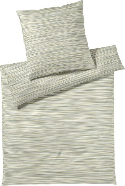 JOOP! Bettwäsche aus Mako-Satin in Grün und Beige mit Streifenmuster, bestehend aus Bettbezug und Kissenbezug, B/H: 155 x 220 cm und 80 x 80 cm - Bild 1