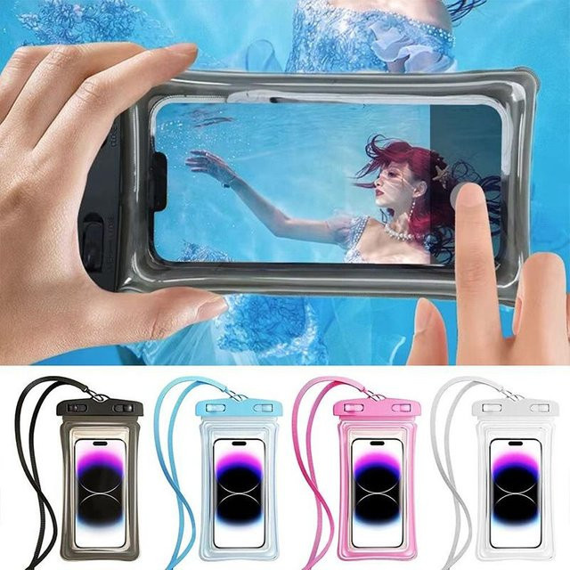 Wasserdichte Handytasche mit Touchscreen-Funktion und selbstverschließendem Verschluss in Transparent für Schwimmen und Rafting - Bild 1