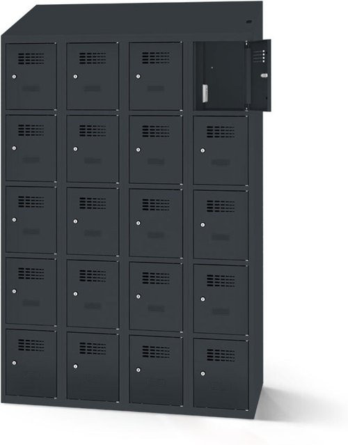 rotstahl Fächerschrank mit 20 Fächern und Ladefunktion, anthrazit, B: 120 cm, H: 200 cm - Bild 1