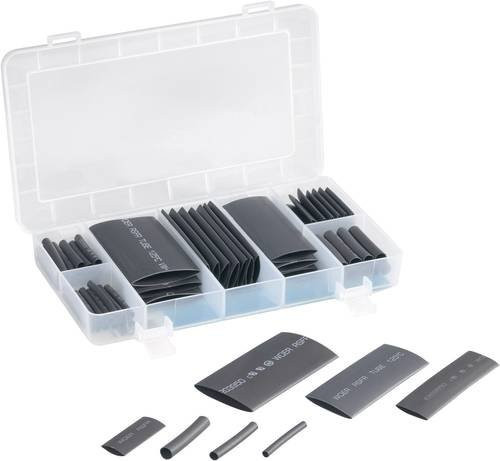 TRU Components Schrumpfschlauchsortiment Schwarz, 63 Teile, Schrumpfrate 2:1 - Bild 1