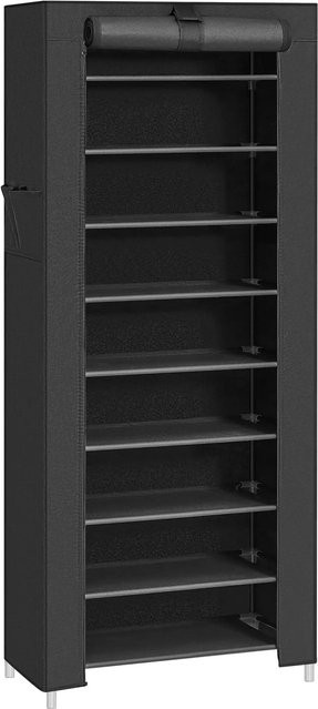 Songmics Schuhregal mit 10 Ebenen und verstellbaren Regalböden, Schwarz, H: 160 cm, B: 58 cm, T: 28 cm - Bild 1