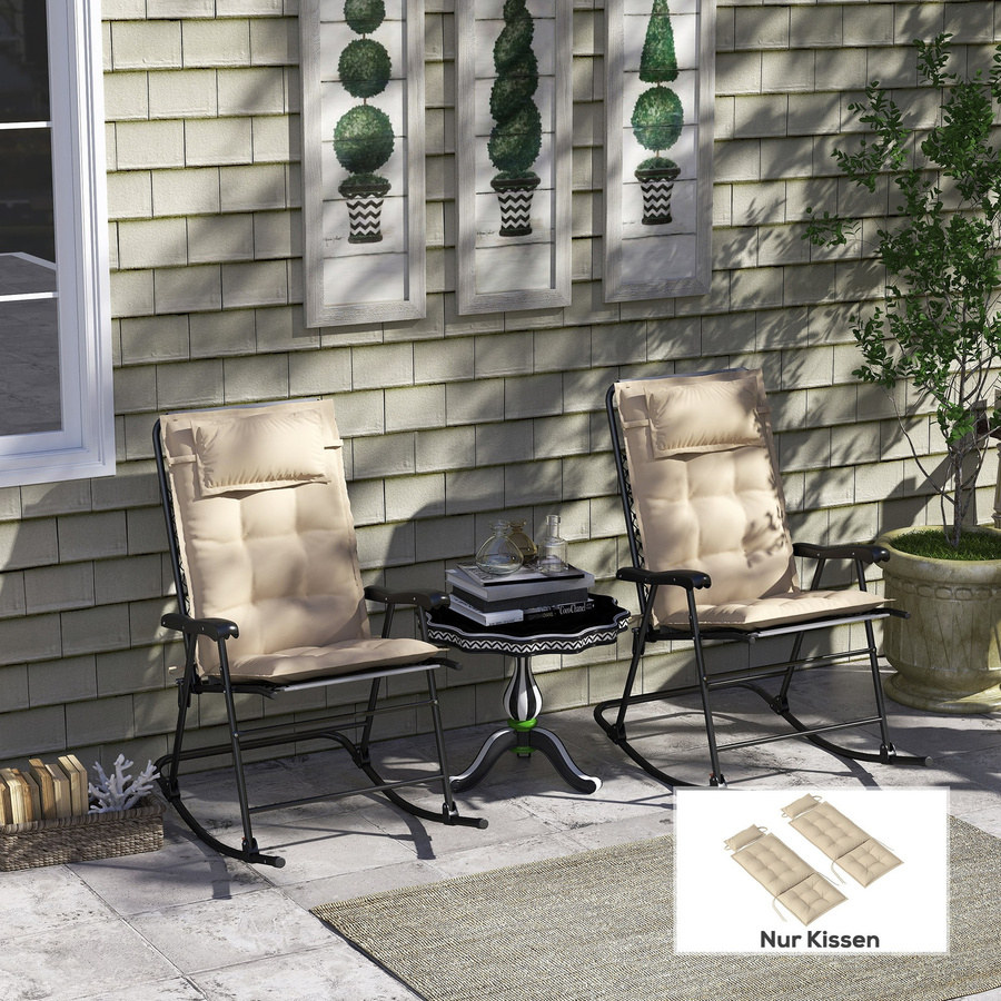 Outsunny 2er Set Liegenauflage für Sonnenliegen in Beige, wasserabweisend und gesteppt, B/H/L: 50 x 5 x 116 cm - Bild 2