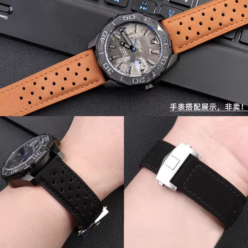 TAG HEUER Uhrenarmband Rindsleder, Vintage-Braun, 20 mm, 22 mm - Bild 2