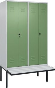 C+P Spind Classic PLUS Schwarz-Weiß-Spind mit 4 Abteilen und auskragender Sitzbank, B/T/H: 212,0 x 120,0 x 81,5 cm - Bild 1