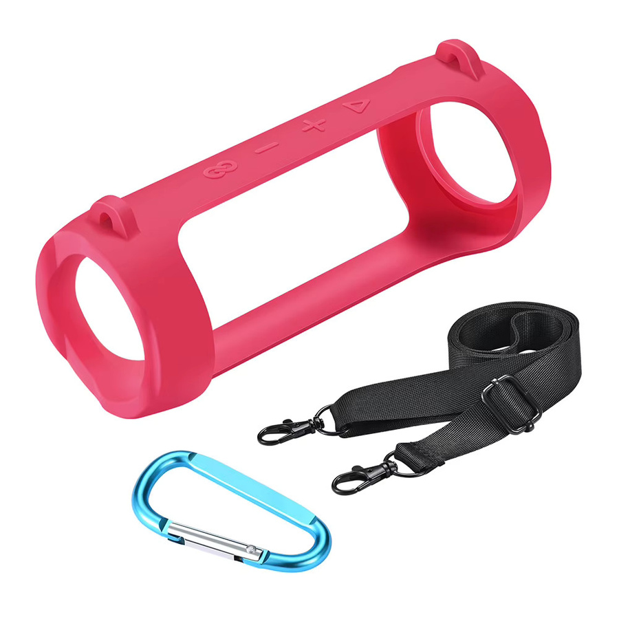 VODOOL Silikon-Lautsprecherschutzhülle mit verstellbarem Riemen, wasserdicht, für JBL Flip 6 und Flip 5, Schwarz oder Pink - Bild 1
