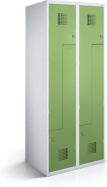 rotstahl Z-Spind mit 4 Türen in Hellgrün und lichtgrauem Korpus, B/T/H: 80 x 50 x 180 cm - Bild 1
