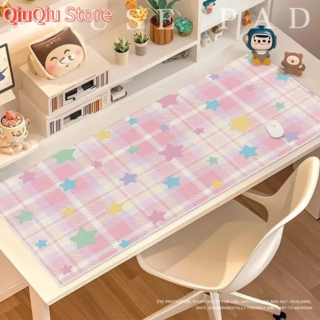 Potdemiel Mousepad aus PU-Leder mit buntem Gitter-Sternen-Design in Multicolour - Bild 1