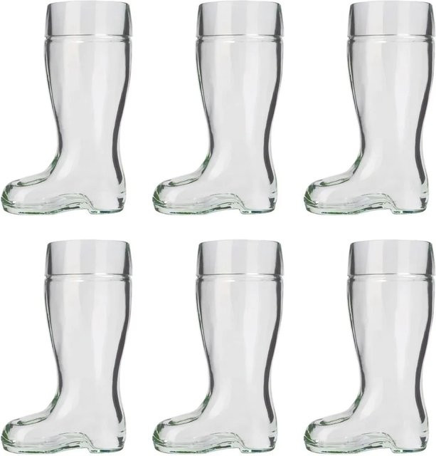 Ich-Zapfe Bierstiefel 6er Set aus Glas in Transparent, 1 Liter pro Glas - Bild 1