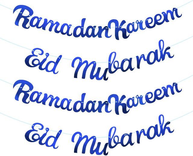 ZQNYCY Eid Mubarak Ramadan Kareem Banner Dekoration in Blau als Girlande für Tisch und Wand - Bild 1