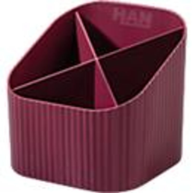 HAN Karma Stifteköcher aus recyceltem Kunststoff, Rot, 4 Fächer, B: 11,1 cm, H: 10,5 cm, T: 11,1 cm - Bild 3