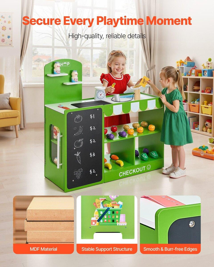 Buying Solutions, MB Kinder-Supermarkt-Spielset Holz-Marktstand mit Kasse - Bild 4