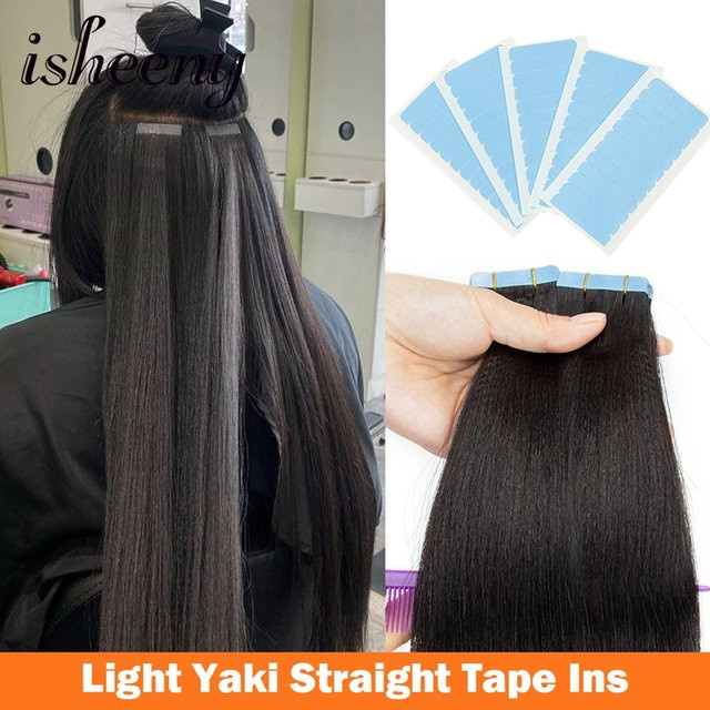 isheeny Tape-In Haarverlängerungen Yaki Straight, Natur Schwarz, Damen - Bild 1