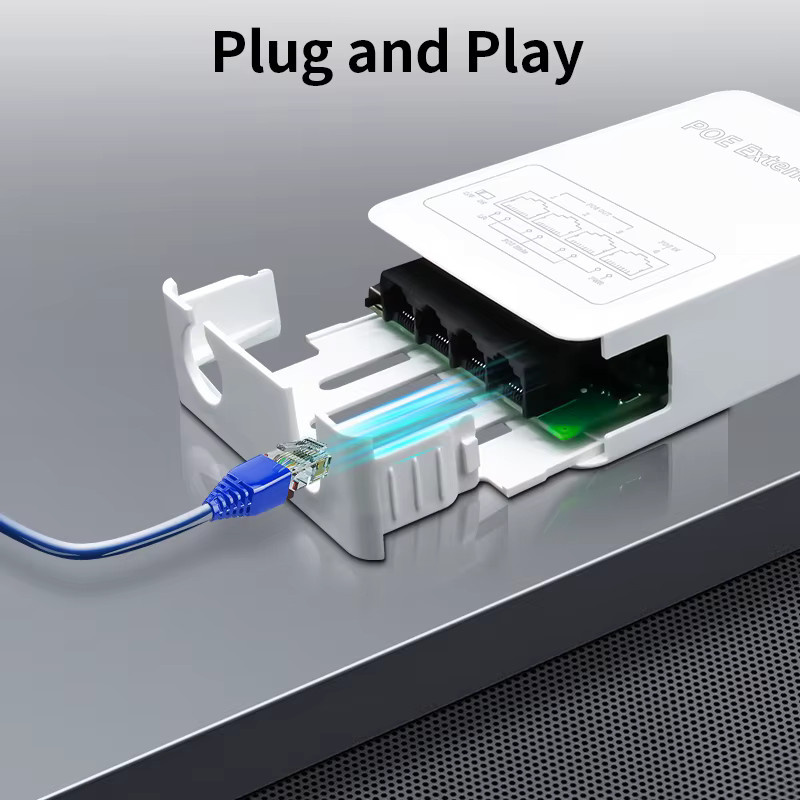 HORACO 4 Port PoE Extender 100m Outdoor PoE Repeater IP30 in Weiß für PoE Kameras und Wireless APs - Bild 5