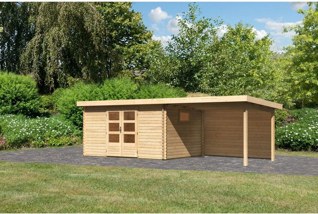 Karibu Holz-Gartenhaus Jeebel 5 in Natur mit Pultdach und modernem Design, B/T: 372 x 282 cm - Bild 1