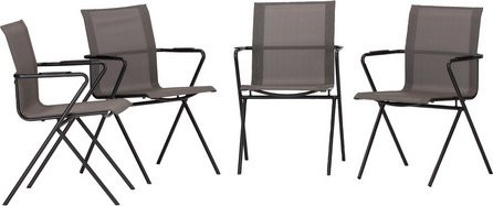 Acamp Set 4 Stapelsessel Alpha Tex mit Textilene-Gewebe und Stahlrohrgestell, Anthrazit-Grau, B: 55 cm, T: 57 cm, H: 83 cm - Bild 2