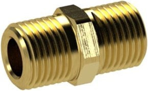 Riegler Doppelgewindenippel aus Messing in Gold, R 1/2 a., SW 22 - Bild 1