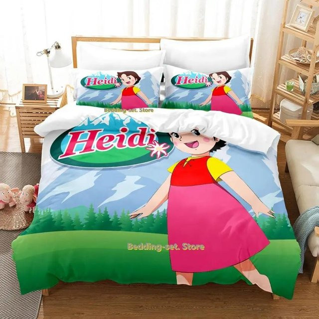 Alpen Heidi Bettwäsche Set für Kinder mit lustigem Cartoon Design, 2-teilig aus Mikrofaser, Mehrfarbig, B/H: 135 x 200 cm - Bild 1