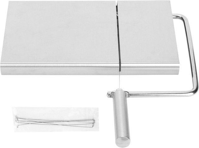 Neoglint Käseschneider aus Edelstahl mit Schneiddraht und rutschfester Basis in Silber - Bild 1
