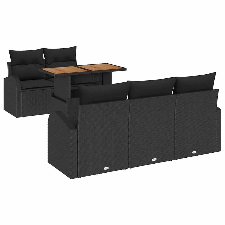 vidaXL Garten-Sofa-Set 6-teilig in Schwarz mit Kissen und L-Form aus Metall und Outdoor-Stoff - Bild 2