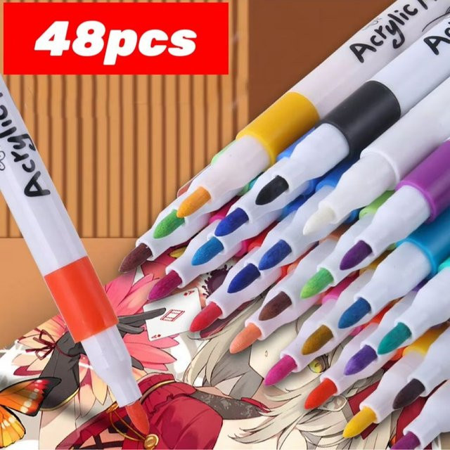 CEESO Acrylmarker Set mit 12 oder 48 Farben in Multicolour für Dekorationen mit Bullet-Spitze - Bild 1