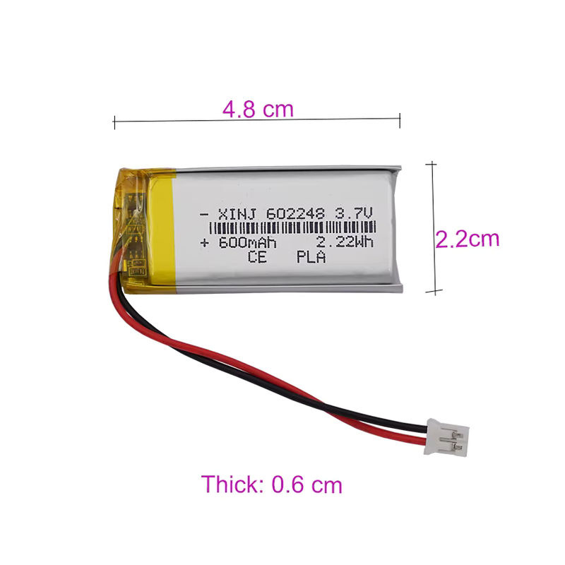 XINJ Lithium-Ionen-Akku 3,7 V 600 mAh mit NTC-Thermistor und 3-Pin JST-Stecker in Silber für GPS und Babykameras - Bild 2