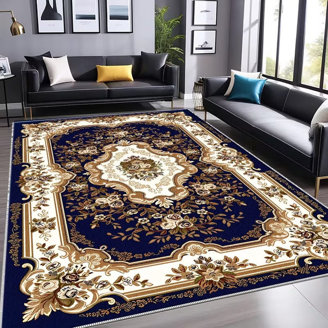 Orientalischer Teppichboden im Barock-Stil, Blau, Rechteckig - Bild 1