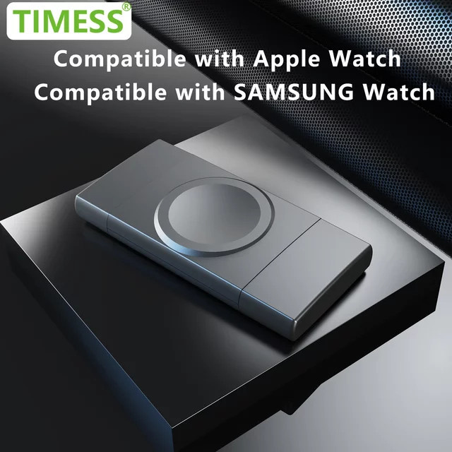 TIMESS USB-Ladestation für Apple Watch Series 10 9 8 7-1 und Samsung Galaxy Watch 8 7 6 5 4 3 2 1 Active Pro in Weiß - Bild 1